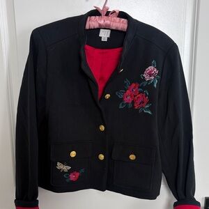 A new day floral Embroidered Black Jacket,
Worn couple times.